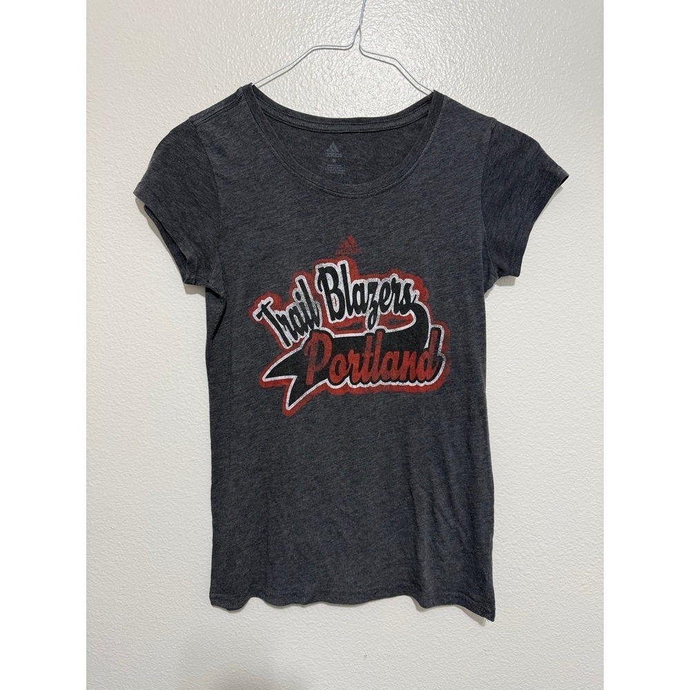 Adidas Portland Trail Blazers Women's Size Medium Charcoal Gray Graphic T Shirt